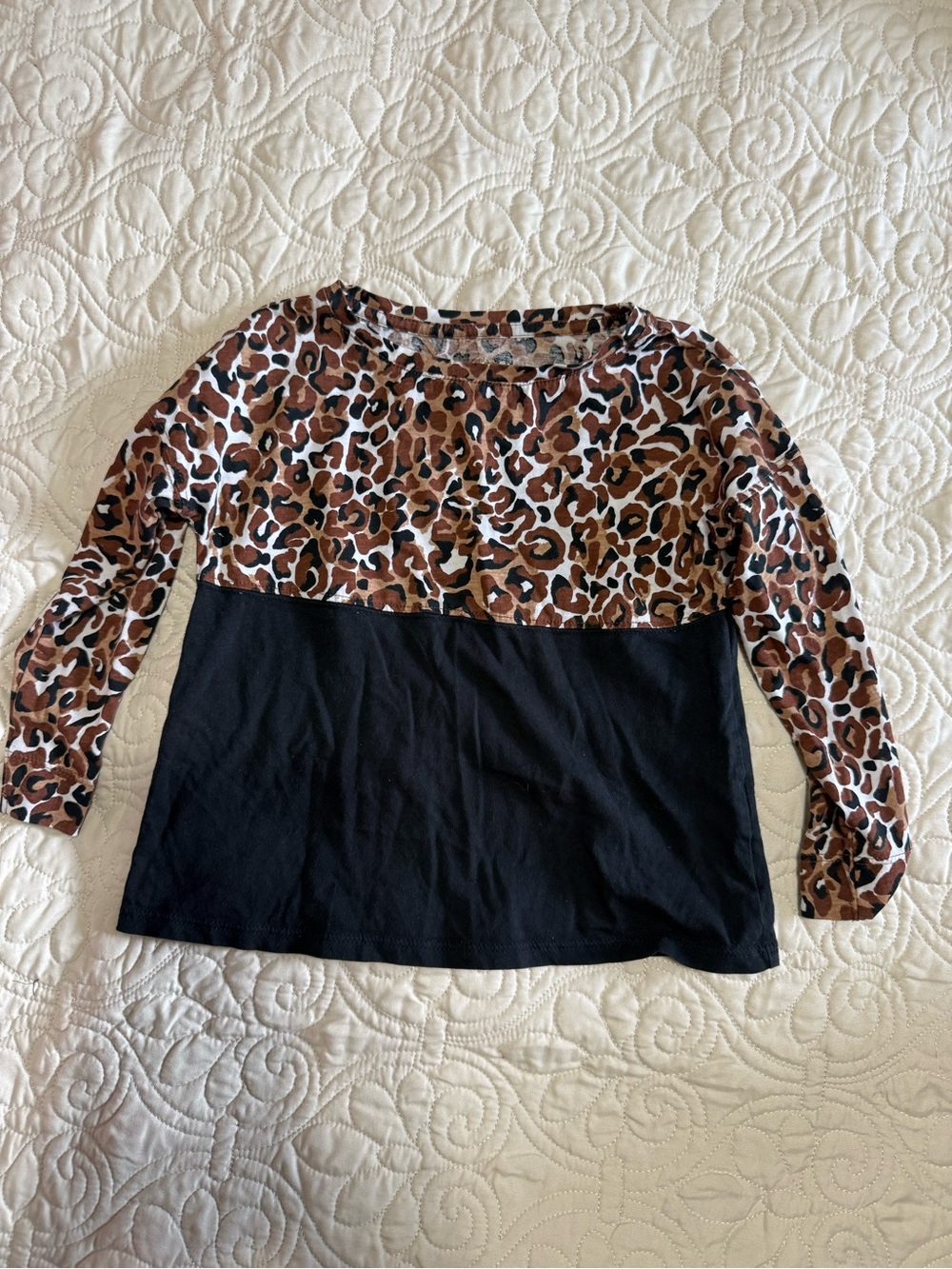 Lilly Pulitzer Leopard and black long sleeve Finn top for toddler girl